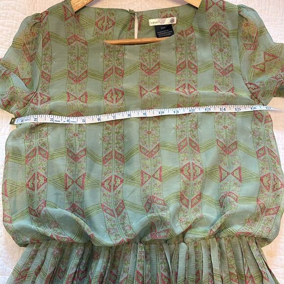 Anthropologie Lavand Minted Meadow Dress Pleated Semi Sheer Fairy Cottage Sz 4 - Picture 10 of 15